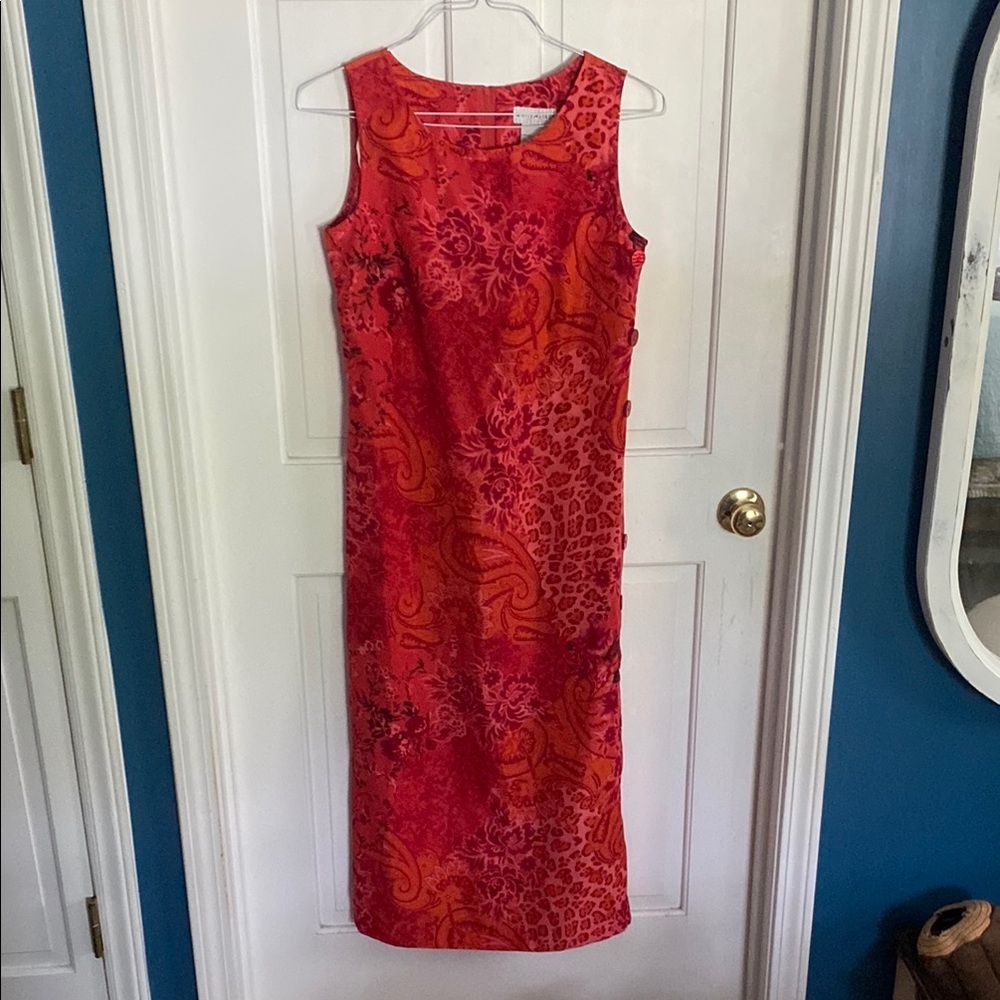 White Stag Red And Orange Patterned Midi Dress - image 1